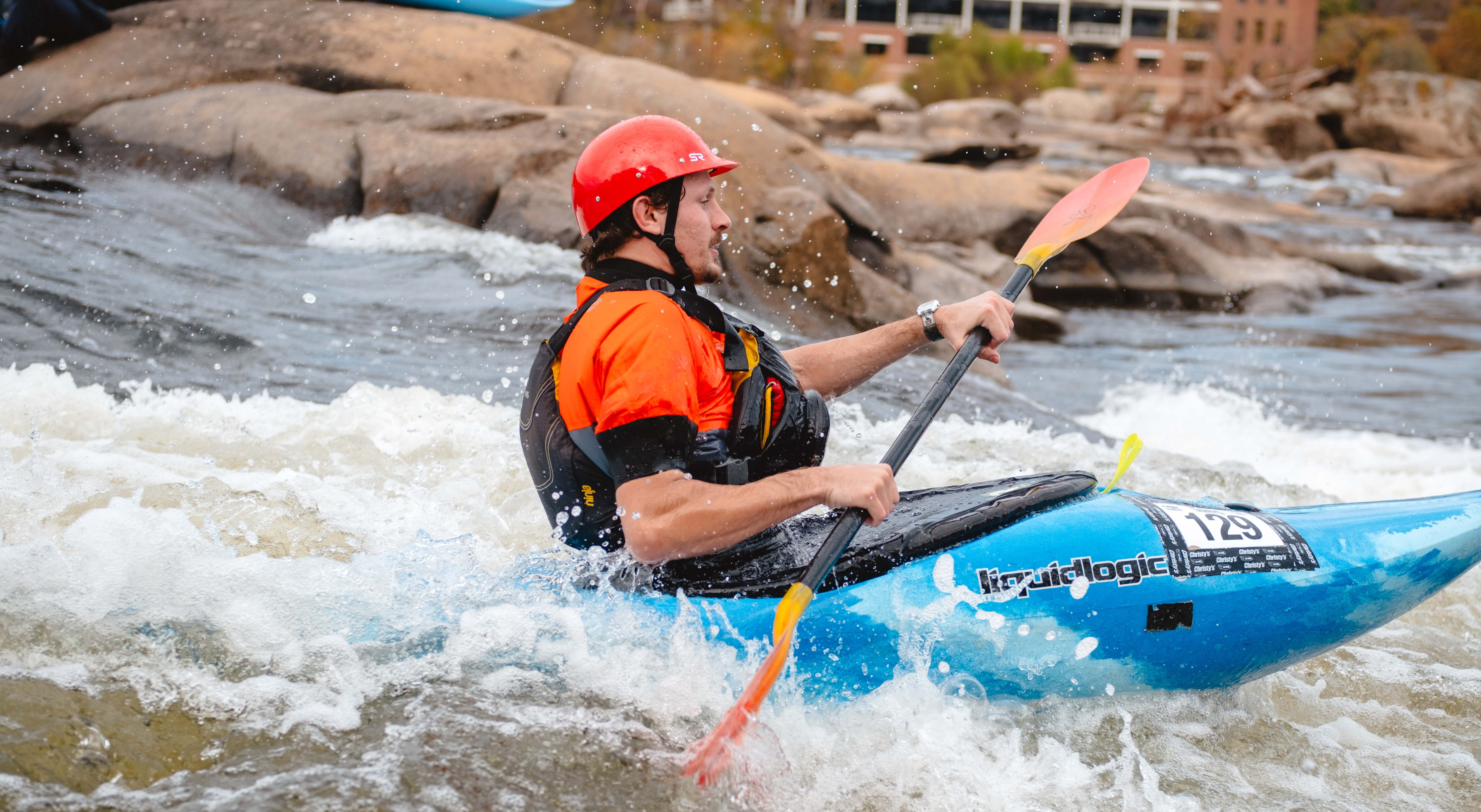 Solo kayaker on the James River